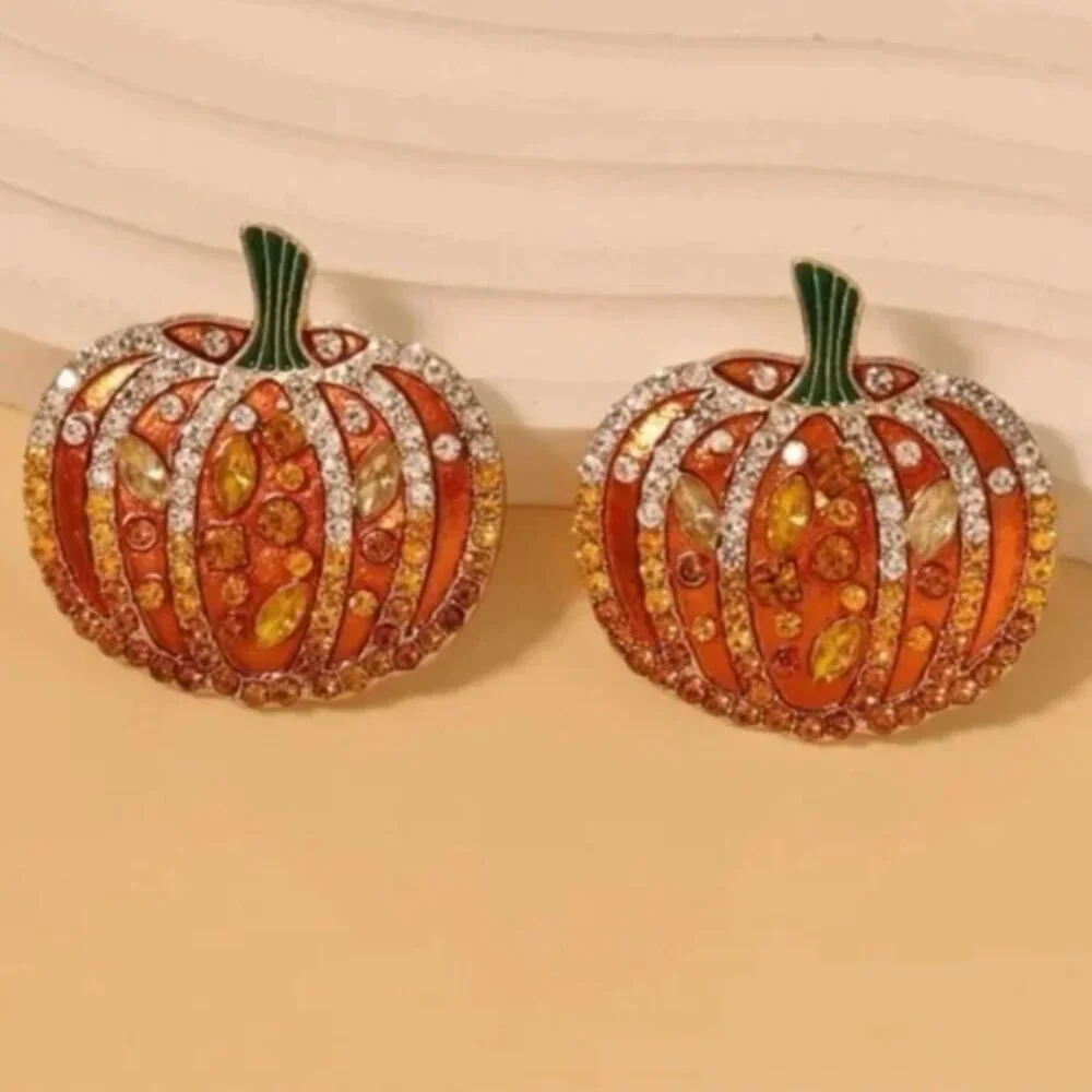 Crystal Pumpkin Earrings